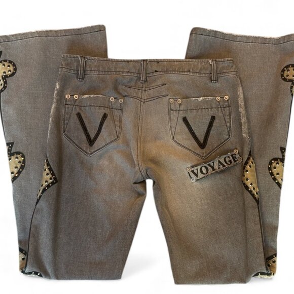Vintage Voyage Jeans Women’s 28 Embellished Leather Suit Symbols Rare Find - Picture 4 of 16